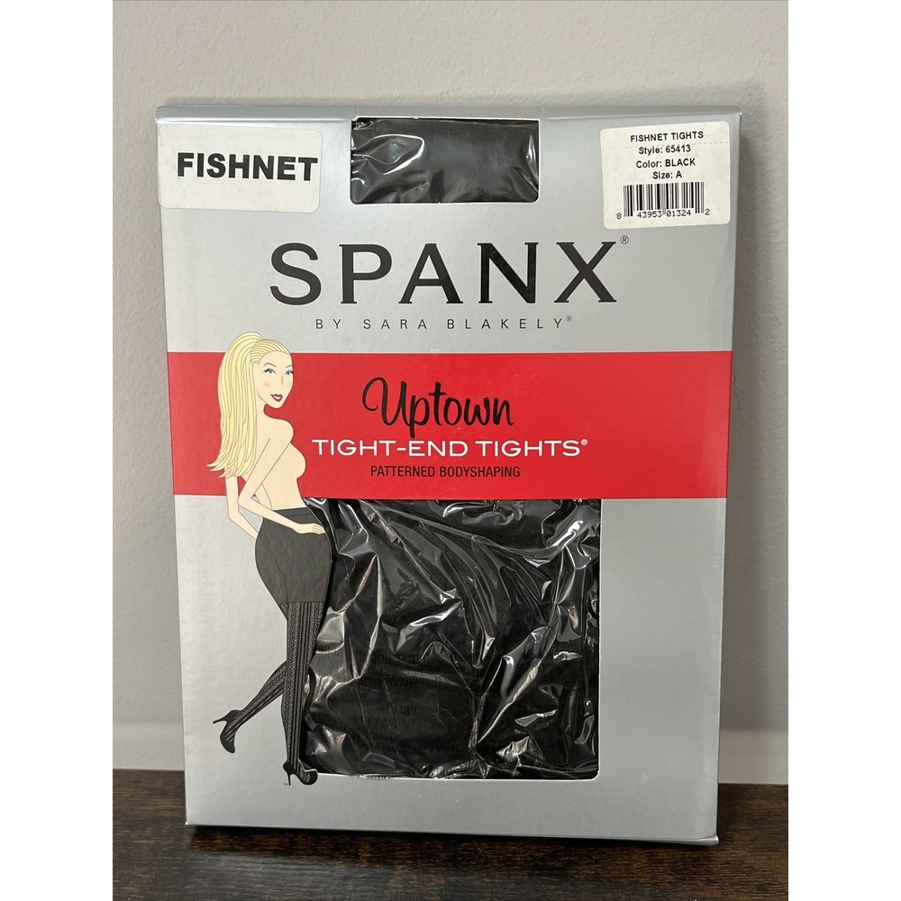Spanx Uptown Tight-End FISHNET Pantyhose Tights ~ Size 1 (A) ~ BLACK COLOR